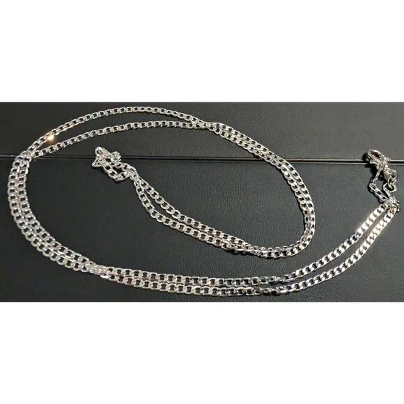 Sterling Silver 925 Plated 30 Inch Curb Chain Necklace New 1/16th" Wide Lobster - Picture 1 of 3